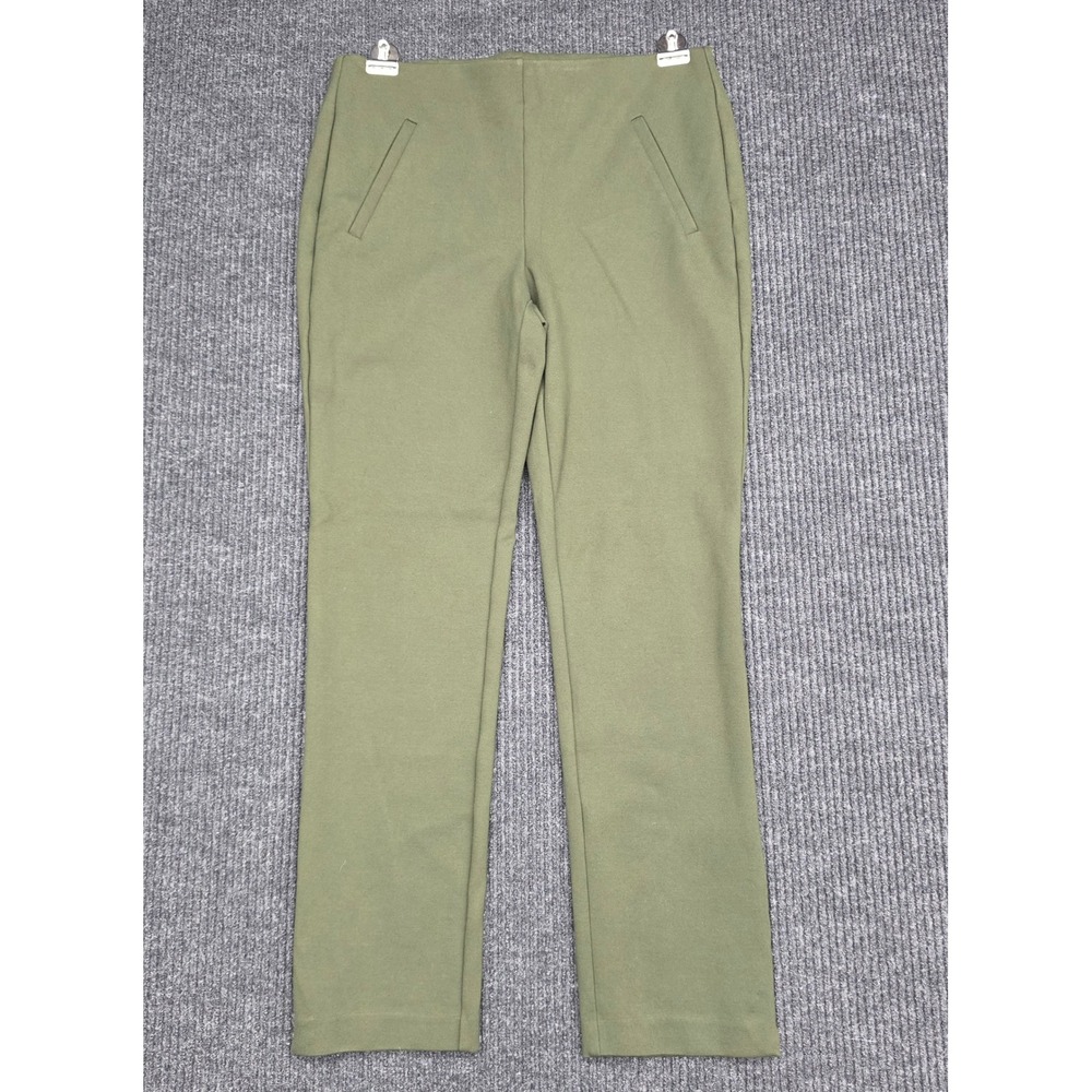Chicos Womens Size 0 US 4 Olive Green Pull On Straight Leg Ponte Trousers Pants